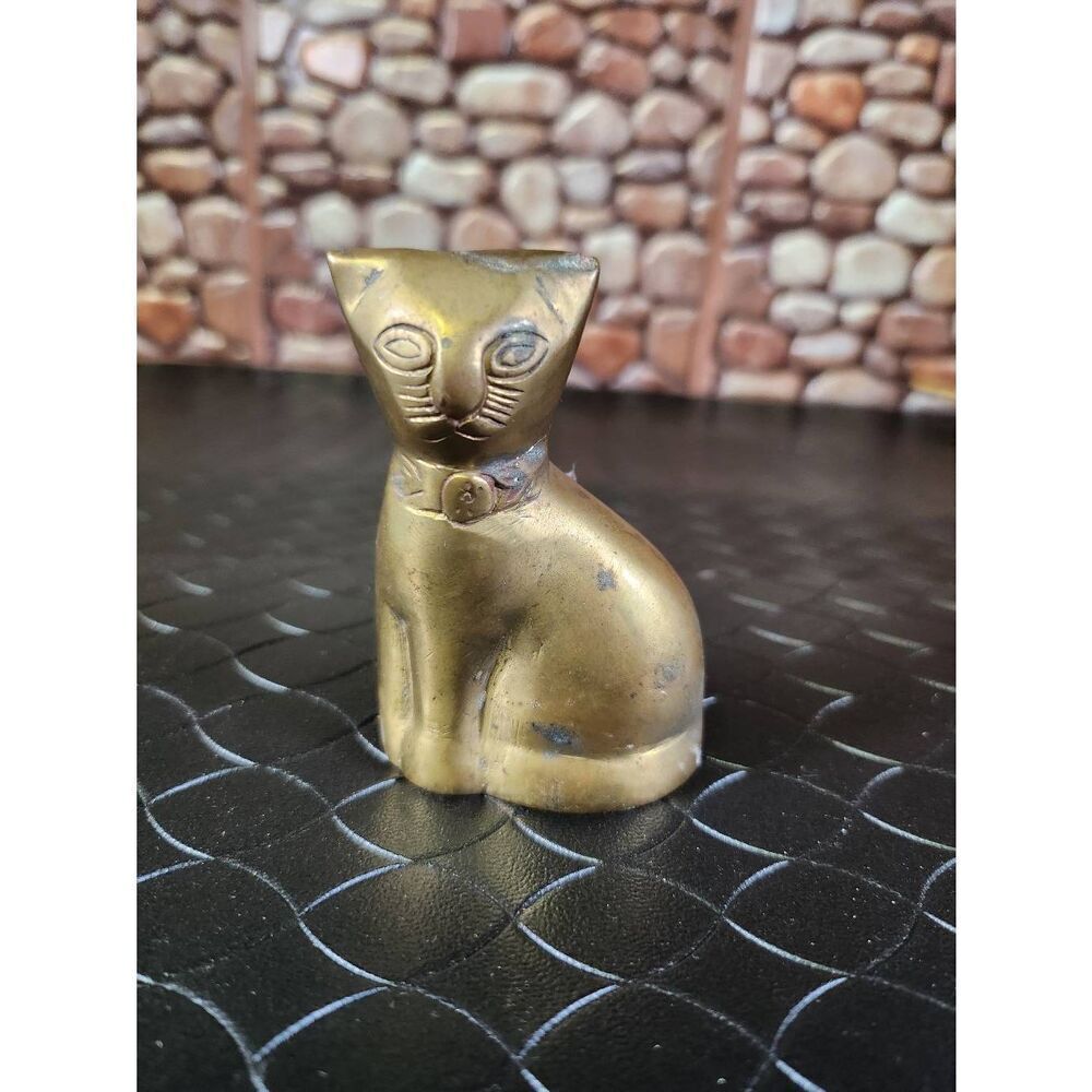 Vintage brass cat statue